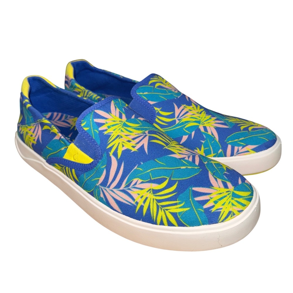 NEW OluKai Lae'ahi Pa'i Mens 11.5 Slip-On Sneakers Blue Tropical 10444-9HHA Shoe